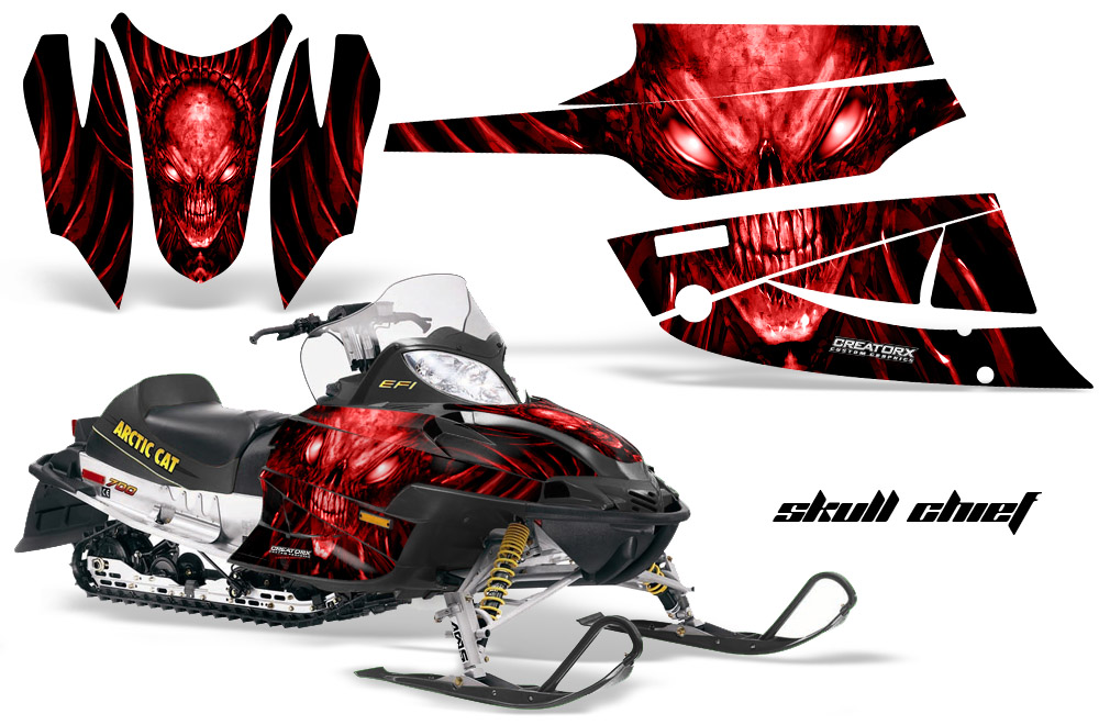 Arctic Cat Firecat Graphics Kit Skull Chief Red Black